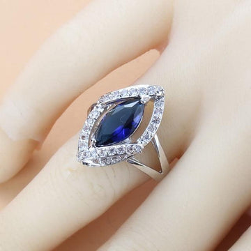 925 Sterling Silver Wedding Accessories Women Bridal Jewelry Sets With Natural Stone CZ Blue Bracelet And Ring Sets - The Jewellery Supermarket